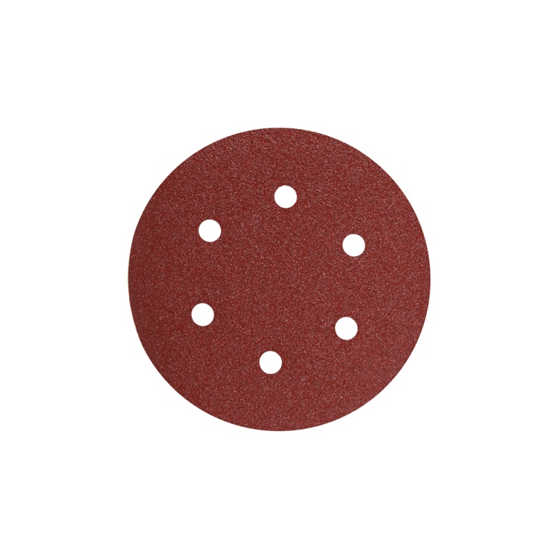 Bosch SR6R180 6" Hook & Loop Sanding Disc, 6-Hole, Red, 180 Grit (5Pk)
