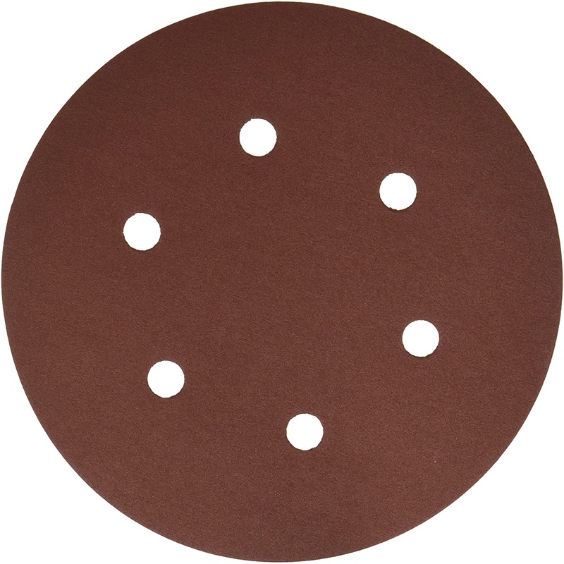 Bosch SR6R240 6" Hook & Loop Sanding Disc, 6-Hole, Red, 240 Grit (5Pk)