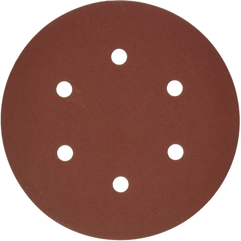 Bosch SR6R320 6" Hook & Loop Sanding Disc, 6-Hole, Red, 320 Grit (5Pk)