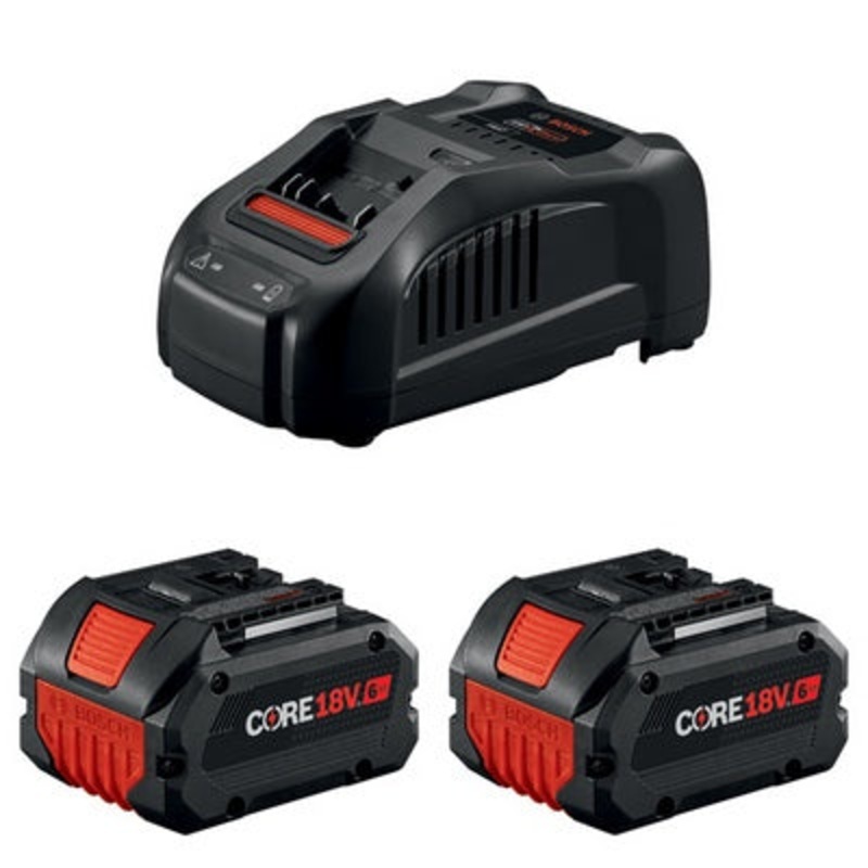 Bosch GXS18V-20N26 CORE18V High Power Starter Kit with (2) CORE18V 6 Ah High Power Batteries and (1) BC1880 18V Fast Battery Charger