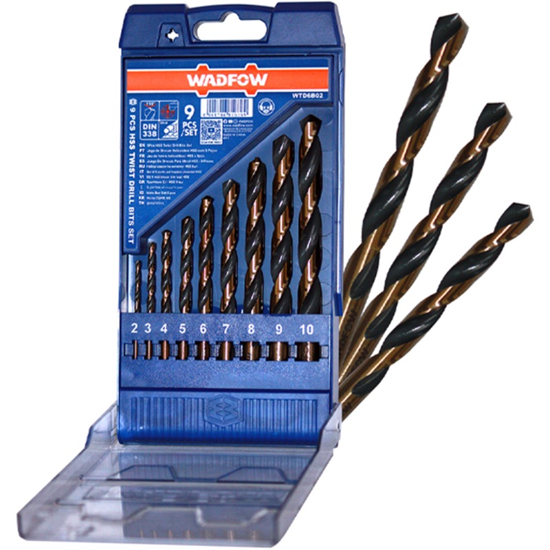 Wadfow WTD6B02 HSS Twist Drill Bit Set 9Pcs