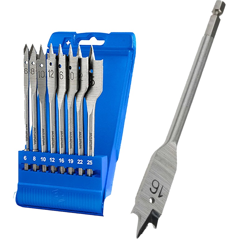 Wadfow WWF6B08 Flat Wood Drill Bit Set 8Pcs