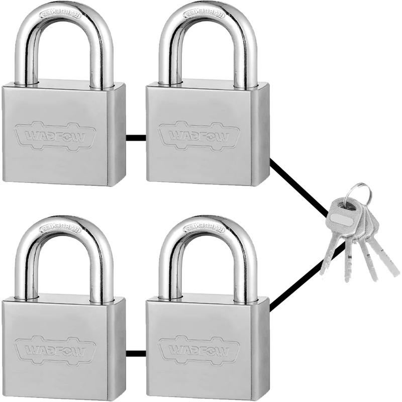 Wadfow WPDS444 4Pcs-Key-Alike Vane Iron Padlock (Square Type) 40mm