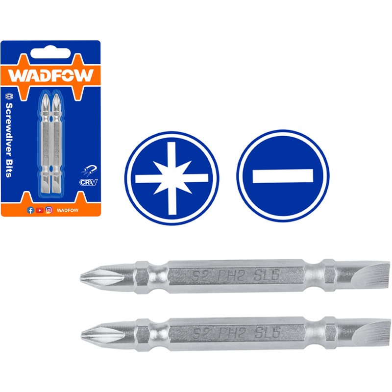 Wadfow WSV0K21 Screwdriver Bit SL6, PZ2 65MM
