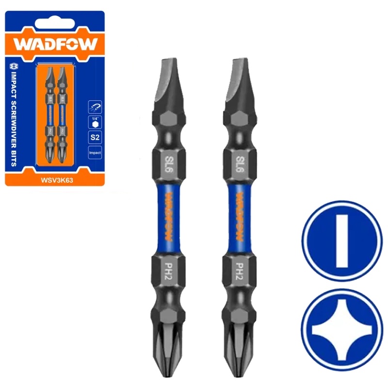 Wadfow WSV3K63 Impact Screwdriver Bit PH2,SL6 65MM