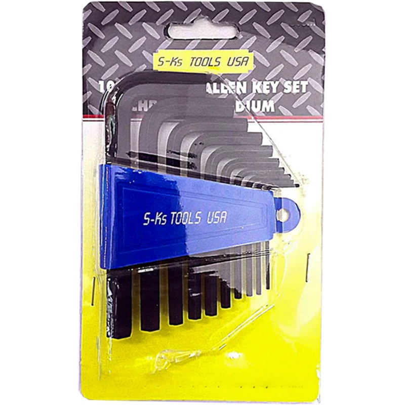 S-Ks 10pcs. HW-6310A(S) Short Arm Allen Wrench Set 11/16-3/8"