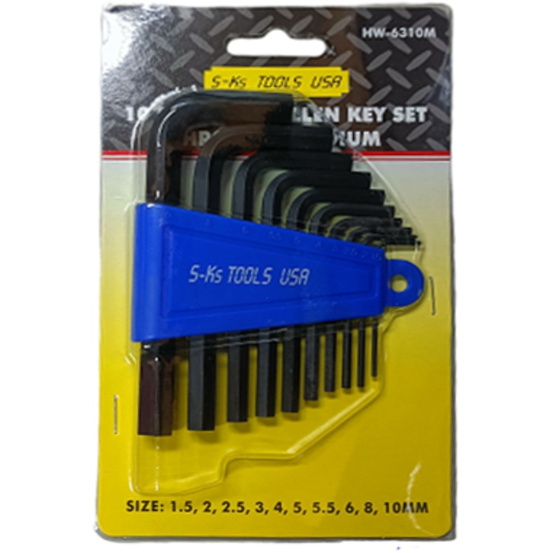 S-Ks 10pcs. HW-6310M Short Arm Allen Wrench Set 1.5-10mm