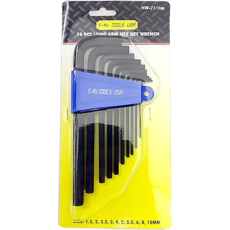 S-Ks 10pcs. HW-7310M Long Arm Hex Allen Wrench Key (1.5-10mm)