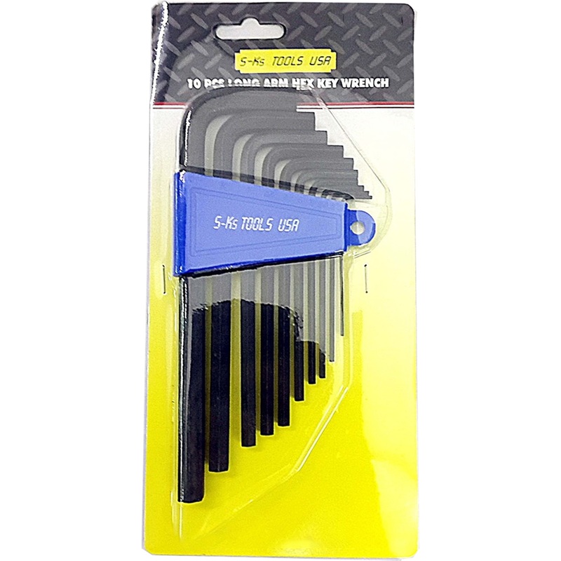 S-Ks 10pcs. HW-7310S Long Arm Hex Allen Wrench Key (1/16"-3/8")