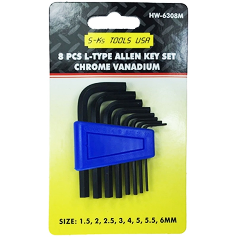 S-Ks 8pcs. HW-6308M Short Arm Allen Wrench Set 1.5-6mm
