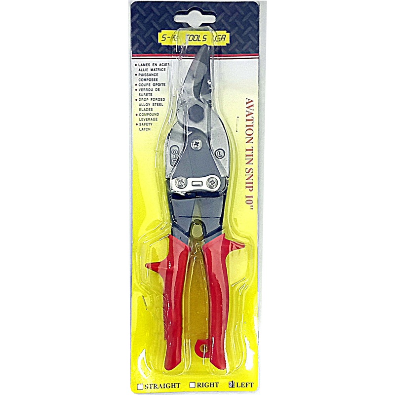 S-Ks HB-1221 Aviation Snip 10" (Left Cut-Red)