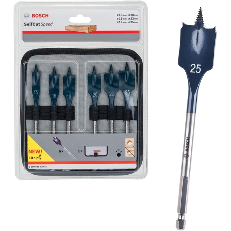 Bosch Elf Cut Speed Spade Bit Set 6Pcs (13/16/19/20/22/25mm) (2608595425)