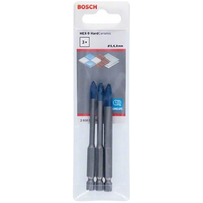 Bosch Hardtile Drill Bit Set 3Pcs Hex 90mm