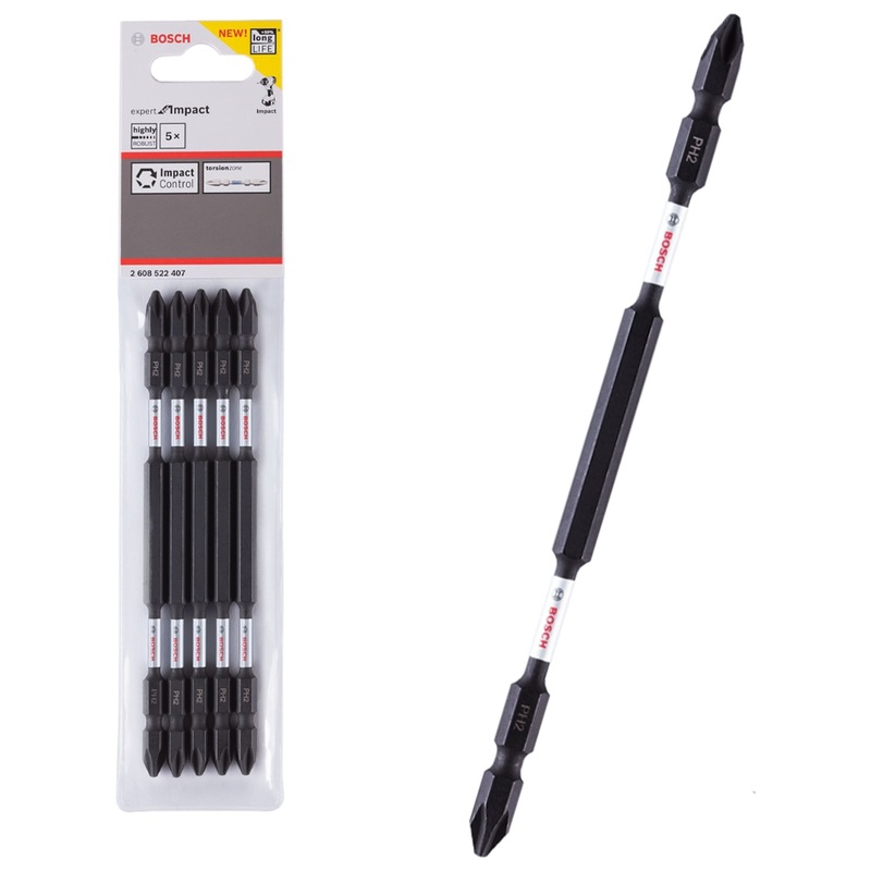 Bosch Impact PH2 Double Ended Philips Screwdriver Bits 5Pcs 150mm (2608522407)