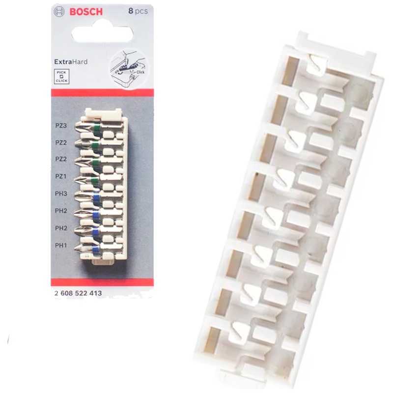 Bosch 8-Slot Pick and Click Storage Plastic Bit Holder 80.5 x 24 x 13 mm (2608522423)
