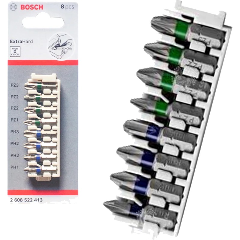 Bosch Philips and Pozidriv Pick and Click Insert Impact Bit Set 8pcs (2608522413)