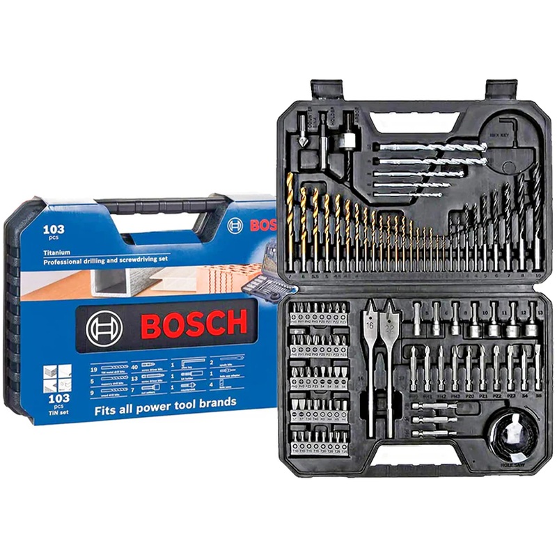 Bosch Premium Mixed Accessory Set and Titanium Drill Bits 103pcs (2608594070)