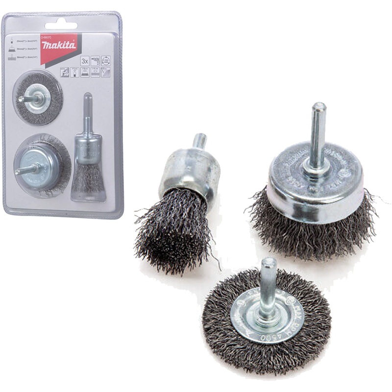 Makita D-66070 Wire Brush Set for Drill Set 3Pcs