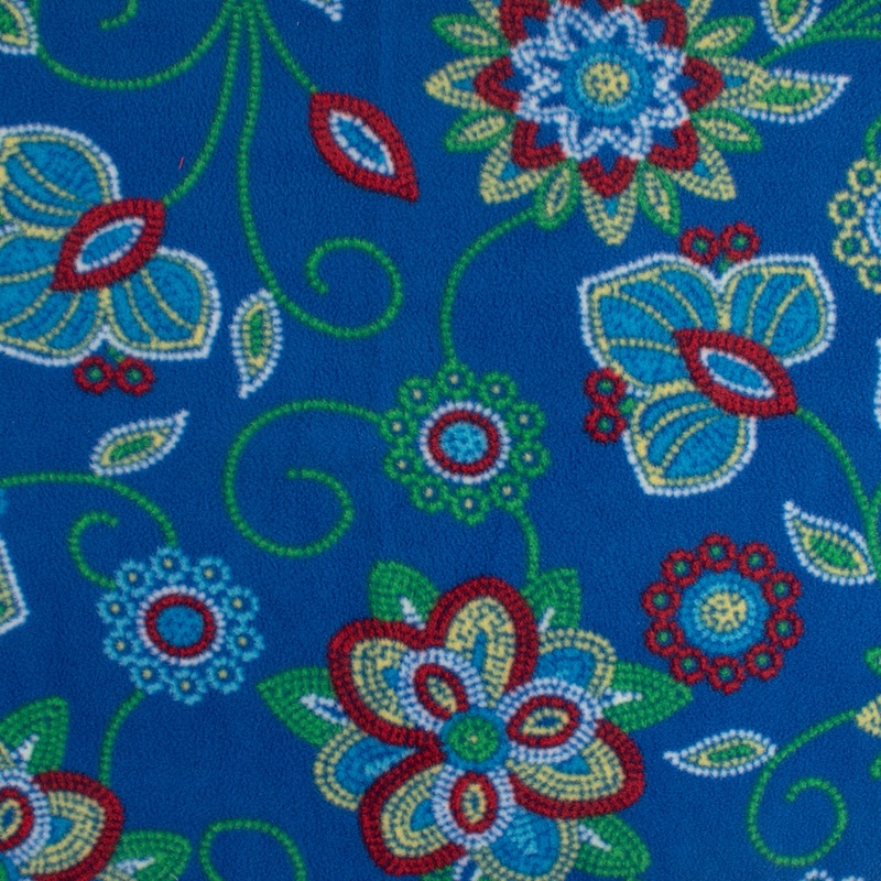 Anti-Pill Fleece Print - SLIPPY - Flowers dots - Blue