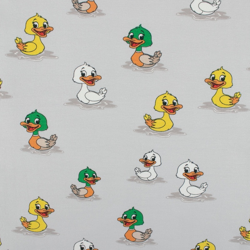 EUROPEAN - Cotton French Terry Print  - Duck - Grey