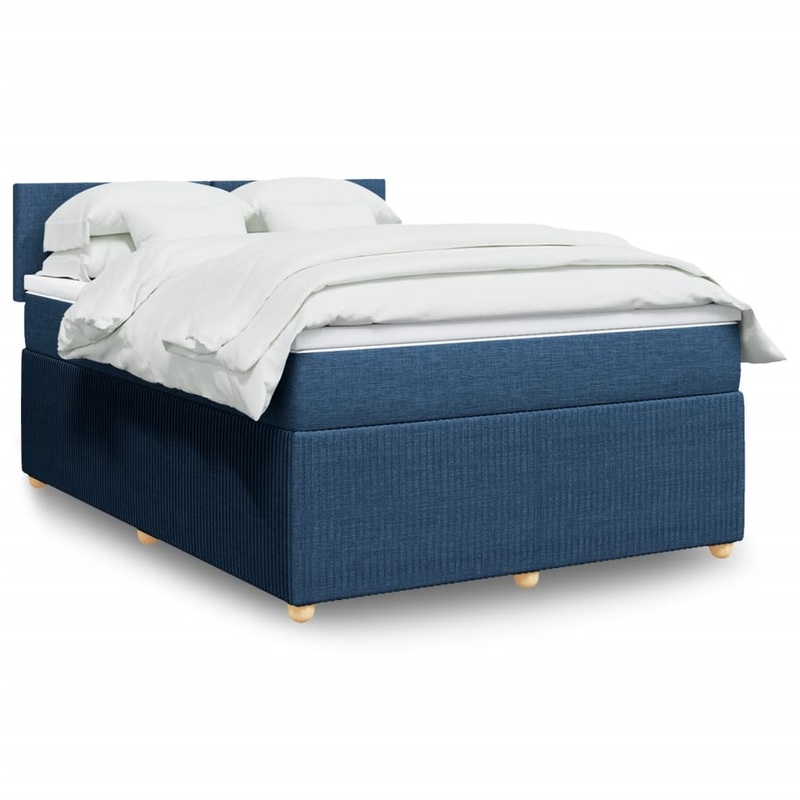 Sommier  lattes de lit avec matelas Bleu 140x200 cm Tissu
