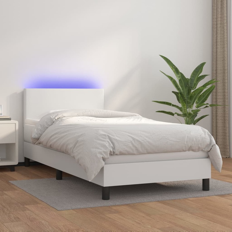 Sommier  lattes de lit avec matelas et LED Blanc 90x200cm