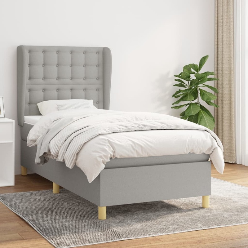 Sommier  lattes de lit avec matelas Gris clair 90x200 cm Tissu