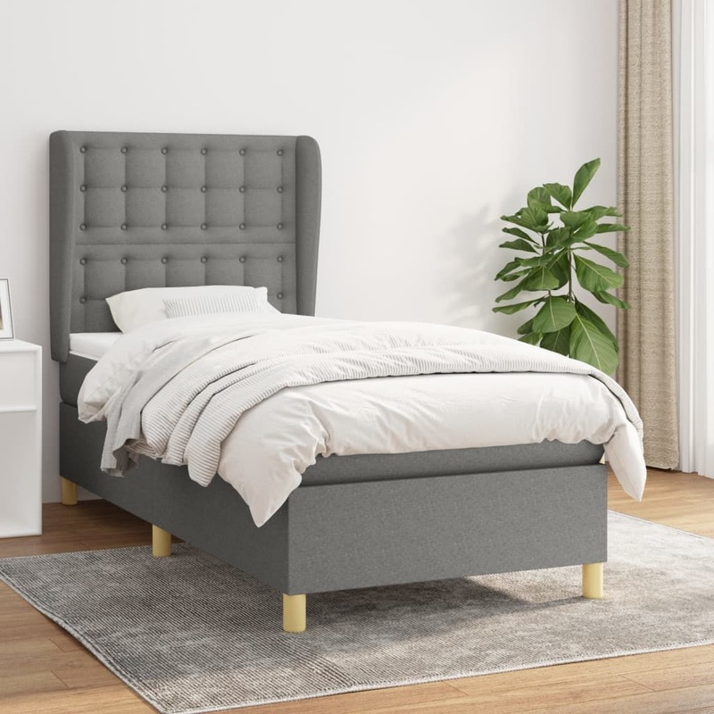 Sommier  lattes de lit avec matelas Gris fonc 80x200 cm Tissu