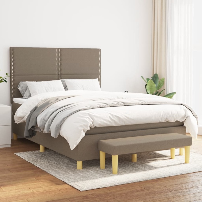 Sommier  lattes de lit avec matelas Taupe 140x200 cm Tissu
